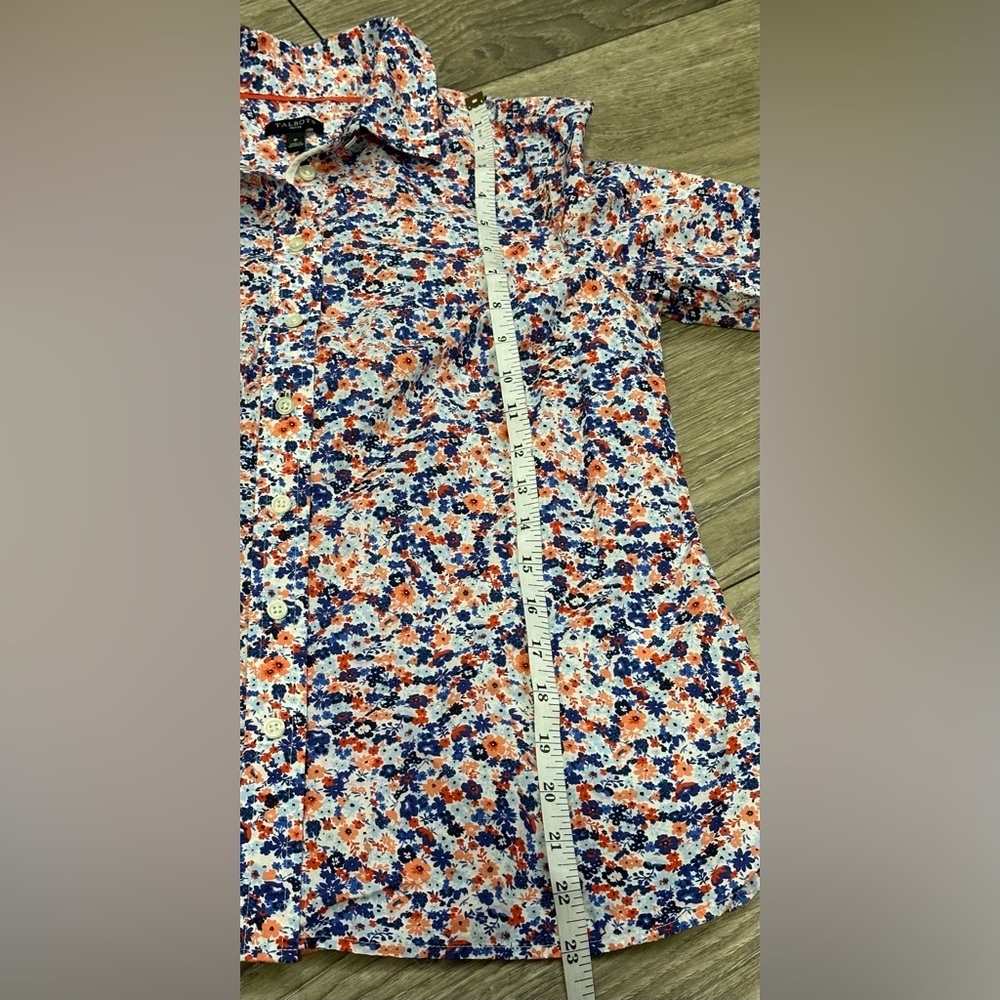 Talbots Red and Blue Fitted Long Sleeve Blouse 💕 - Picture 6 of 10